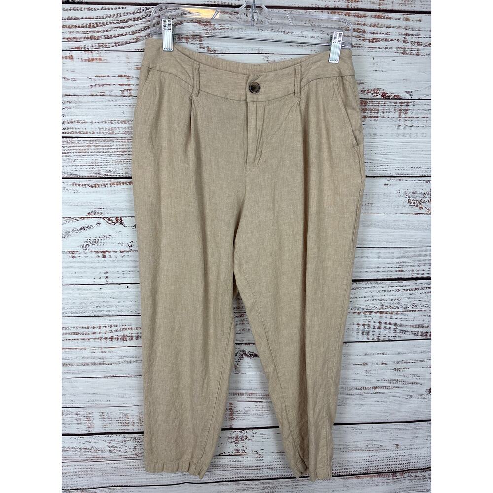 Womens A New Day Linen Blend Light Brown Tan Trousers Ankle Pants Career Size 8